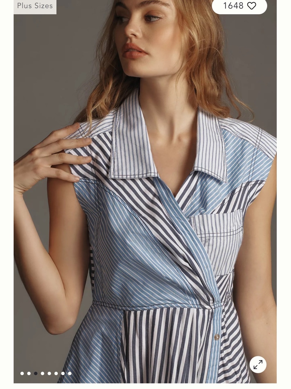 Anthropologie Pilcro Asymmetrical Button-Front Wrap Shirt Dress blue white XS - Picture 3 of 14